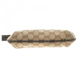 Gucci Beige/Brown GG Canvas Charm Wristlet Pouch