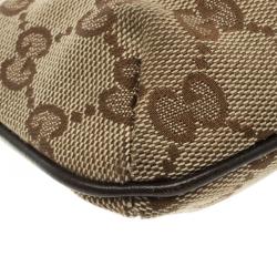 Gucci Beige/Brown GG Canvas Charm Wristlet Pouch