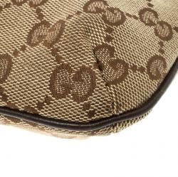 Gucci Beige/Brown GG Canvas Charm Wristlet Pouch