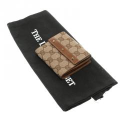 Gucci Beige/Brown GG Canvas Nailhead Compact Wallet