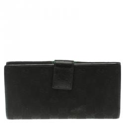 Gucci Black GG Canvas Web Interlocking GG Continental Wallet 