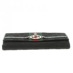 Gucci Black GG Canvas Web Interlocking GG Continental Wallet 