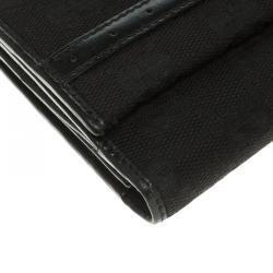 Gucci Black GG Canvas Web Interlocking GG Continental Wallet 