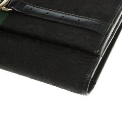 Gucci Black GG Canvas Web Interlocking GG Continental Wallet 