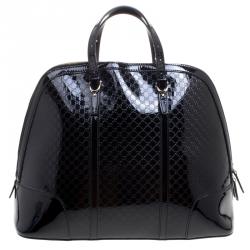 Pre Owned Gucci Black Microguccissima Patent Leather Large Nice Top Handle Bag