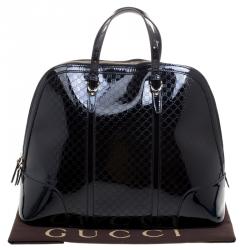 Pre Owned Gucci Black Microguccissima Patent Leather Large Nice Top Handle Bag
