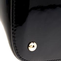 Pre Owned Gucci Black Microguccissima Patent Leather Large Nice Top Handle Bag