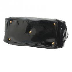 Pre Owned حقيبة غوتشي ويف بوسطن جلد لامعة سوداء