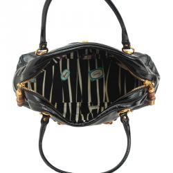 Pre Owned حقيبة غوتشي ويف بوسطن جلد لامعة سوداء