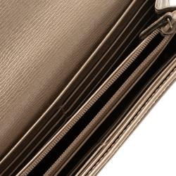 Pre Owned Gucci Metallic Beige Leather Lovely Heart Continental Wallet