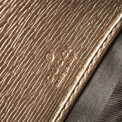 Pre Owned Gucci Metallic Beige Leather Lovely Heart Continental Wallet