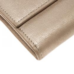 Pre Owned Gucci Metallic Beige Leather Lovely Heart Continental Wallet