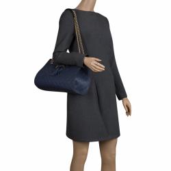 مملوكة مسبقًا Gucci Dark Blue Guccissima Leather Large Emily Chain Shoulder Bag
