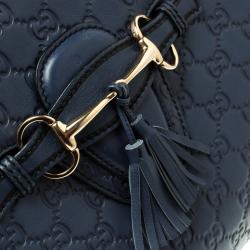 مملوكة مسبقًا Gucci Dark Blue Guccissima Leather Large Emily Chain Shoulder Bag