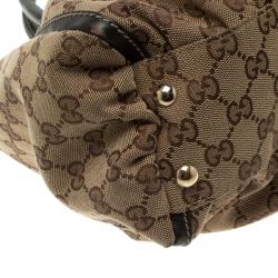 Pre Owned Gucci Beige/Ebony GG Canvas D Ring Tote