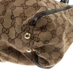Pre Owned Gucci Beige/Ebony GG Canvas D Ring Tote