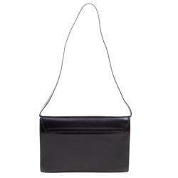 مملوكة مسبقًا Gucci Black Leather Vintage Flap Shoulder Bag