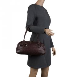 Pre Owned Gucci Dark Brown Guccissima Leather Princy Boston Bag