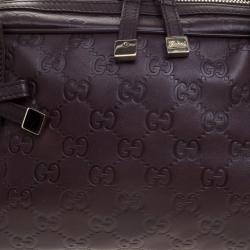 Pre Owned Gucci Dark Brown Guccissima Leather Princy Boston Bag
