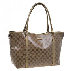 Pre Owned Gucci Gold GG Crystal Canvas Medium  Joy Tote