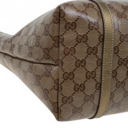 Pre Owned Gucci Gold GG Crystal Canvas Medium  Joy Tote