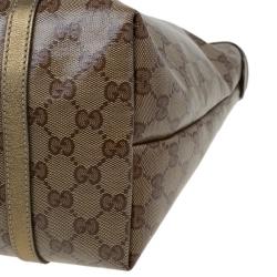 Pre Owned Gucci Gold GG Crystal Canvas Medium  Joy Tote