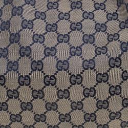 Pre Owned Gucci Navy Blue/Red GG Canvas Abbey D-Ring Shoulder Bag