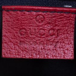 Pre Owned Gucci Navy Blue/Red GG Canvas Abbey D-Ring Shoulder Bag