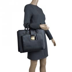 Gucci Black Leather Vintage Document Briefcase