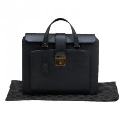 Gucci Black Leather Vintage Document Briefcase