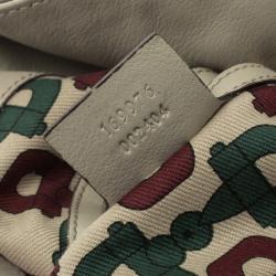 Pre Owned Gucci Off White Guccissima Leather Peggy Bamboo Top Handle Bag