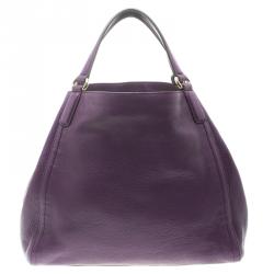 مملوكة مسبقًا حقيبة غوتشي متوسطة جلد حُبيبي بنفسجية