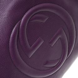 مملوكة مسبقًا حقيبة غوتشي متوسطة جلد حُبيبي بنفسجية