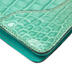 Pre Owned حقيبة كلاتش غوتشي جاكي جلد تمساح خصراء تركواز