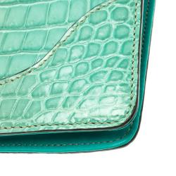 Pre Owned حقيبة كلاتش غوتشي جاكي جلد تمساح خصراء تركواز