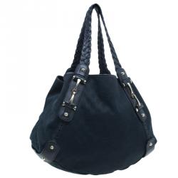 Pre Owned Gucci Black Monogram Canvas Horsebit Pelham Hobo