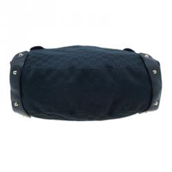 Pre Owned Gucci Black Monogram Canvas Horsebit Pelham Hobo