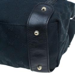 Pre Owned Gucci Black Monogram Canvas Horsebit Pelham Hobo