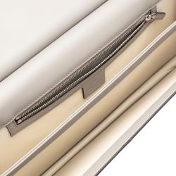 Pre Owned Gucci Grey Leather Lady Bamboo Clutch