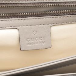 Pre Owned Gucci Grey Leather Lady Bamboo Clutch