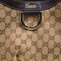Pre Owned Gucci Beige GG Canvas Large D Ring Top Handle Bag
