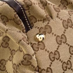 Pre Owned Gucci Beige GG Canvas Large D Ring Top Handle Bag