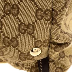 Pre Owned Gucci Beige GG Canvas Large D Ring Top Handle Bag