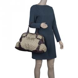 مملوكة مسبقًا Gucci Brown Monogram Canvas and Leather Medium Horsebit Nail Bag