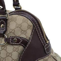 مملوكة مسبقًا Gucci Brown Monogram Canvas and Leather Medium Horsebit Nail Bag