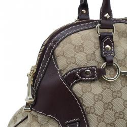 مملوكة مسبقًا Gucci Brown Monogram Canvas and Leather Medium Horsebit Nail Bag