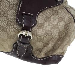 مملوكة مسبقًا Gucci Brown Monogram Canvas and Leather Medium Horsebit Nail Bag