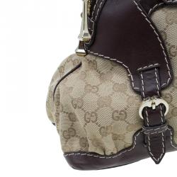مملوكة مسبقًا Gucci Brown Monogram Canvas and Leather Medium Horsebit Nail Bag