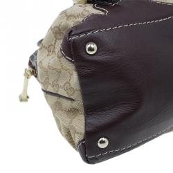 مم لوكة مسبقًا Gucci Brown Monogram Canvas and Leather Medium Horsebit Nail Bag