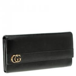 Gucci Black Leather GG Continental Wallet 
